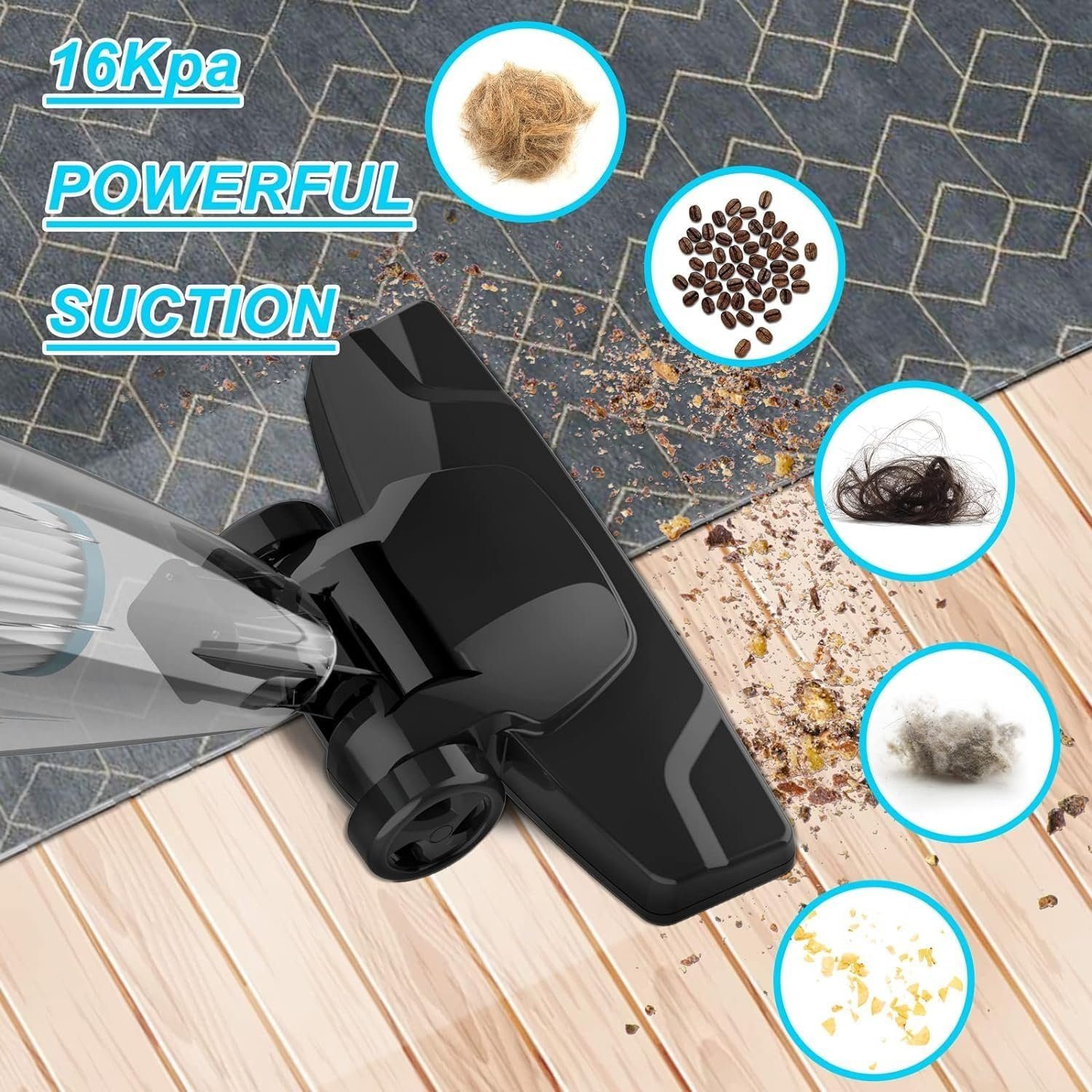 INSE Hand-und Stielstaubsauger RS3, 16Kpa stark Saugkraft 2in1 Stielstaubsauger