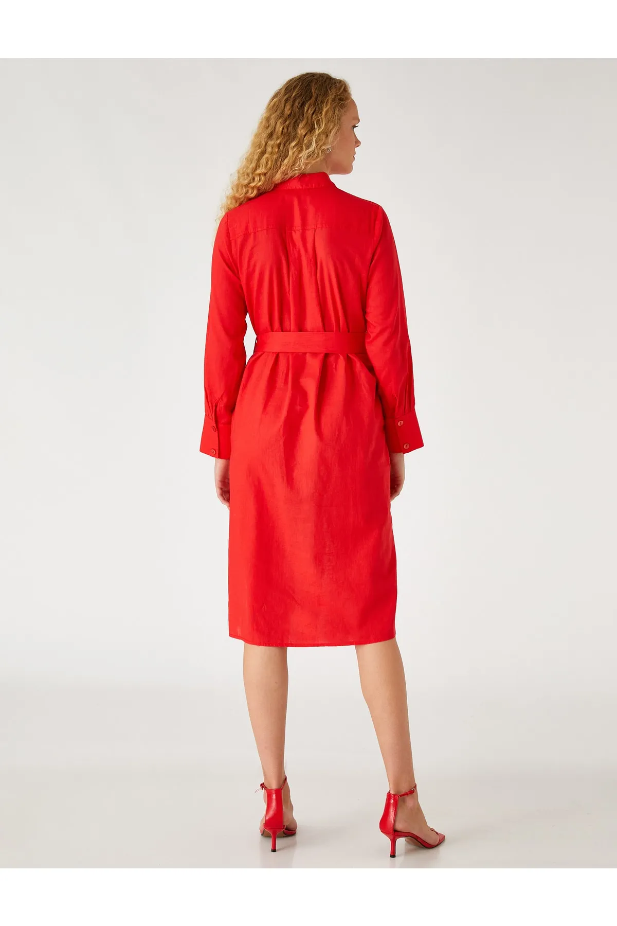 Koton  Midi-Hemdkleid aus Leinenmischung