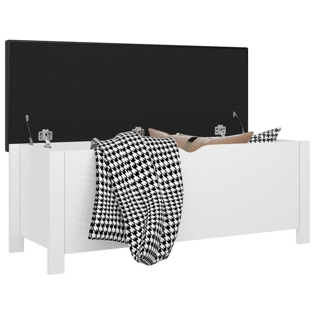 furnicato Truhe Sitzbank mit Stauraum und Kissen Hochglanz-Weiß 105x40x45cm (1 St)