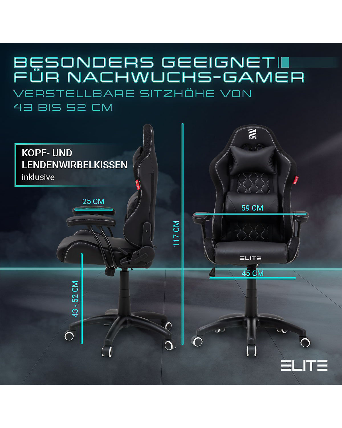 Gaming Stuhl PULSE - Ergonomischer Kinder Luxus Gaming Stuhl - 4D Armlehnen - Bürostuhl