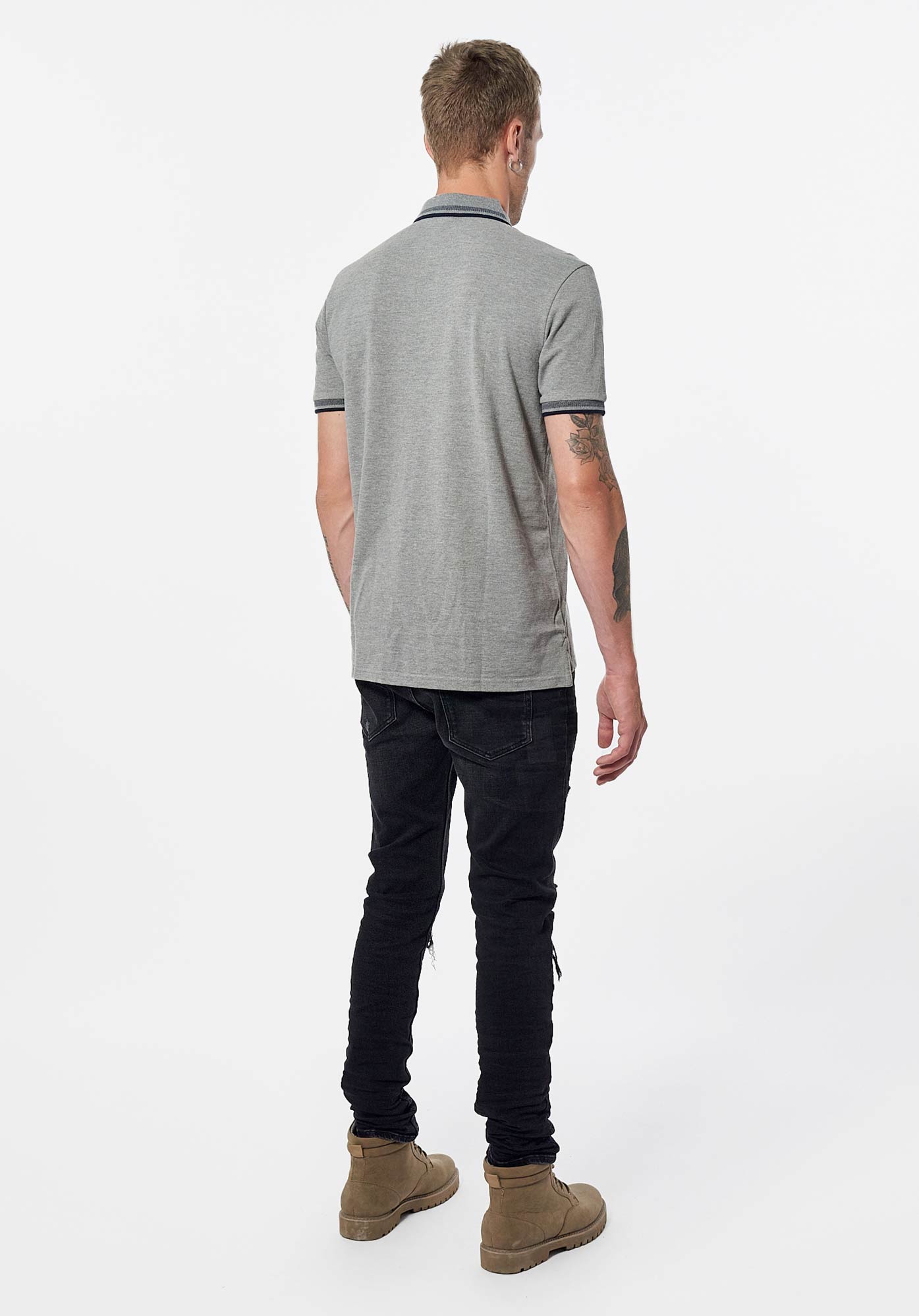 RAYOC  Polo gris Homme en 100% coton bio