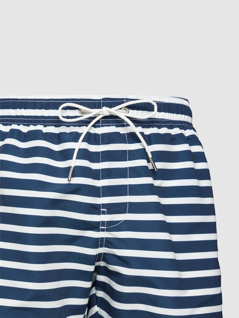 Badehose mit Label-Applikation Modell 'SUBMERGED' in dunkelblau