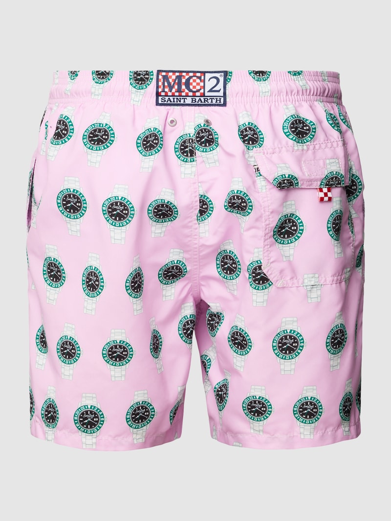 Badehose mit Motiv-Prints Modell 'GUSTAVIA' in rosa