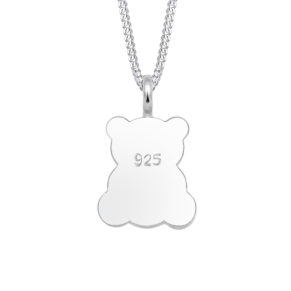 Elli Elli Collier Femme Ours en Peluche Nunours Coeur Émail - (925/1000) Argent collier
