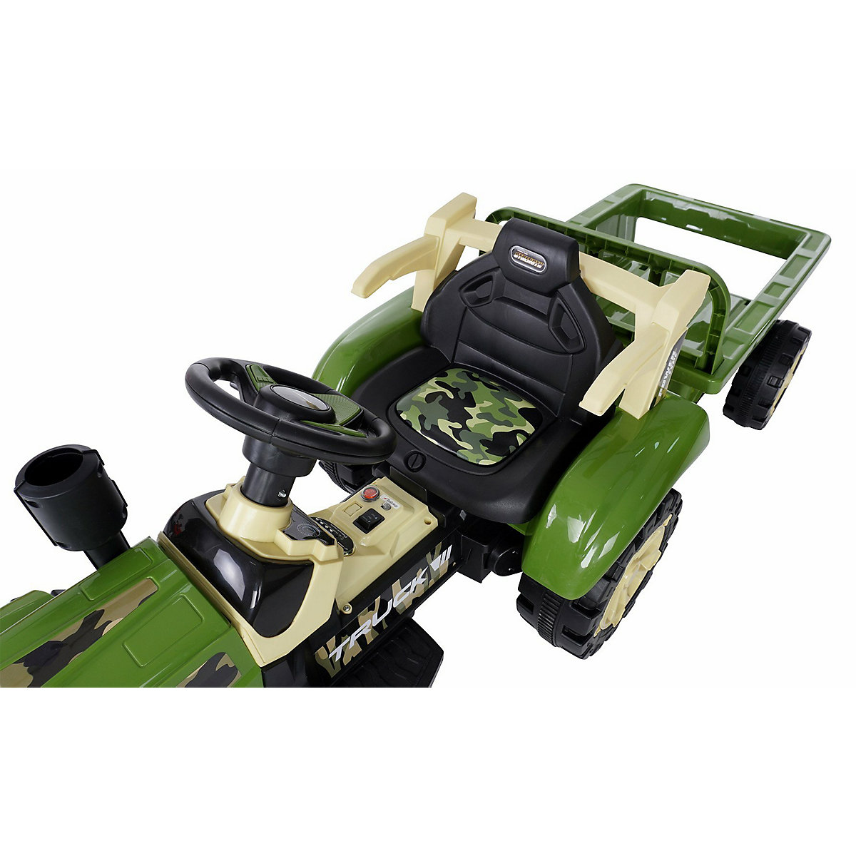 Kinder Elektroauto Traktor mit Anhänger - 2x25 Watt - Kinderauto mit Fernbedienung - Soundmodul