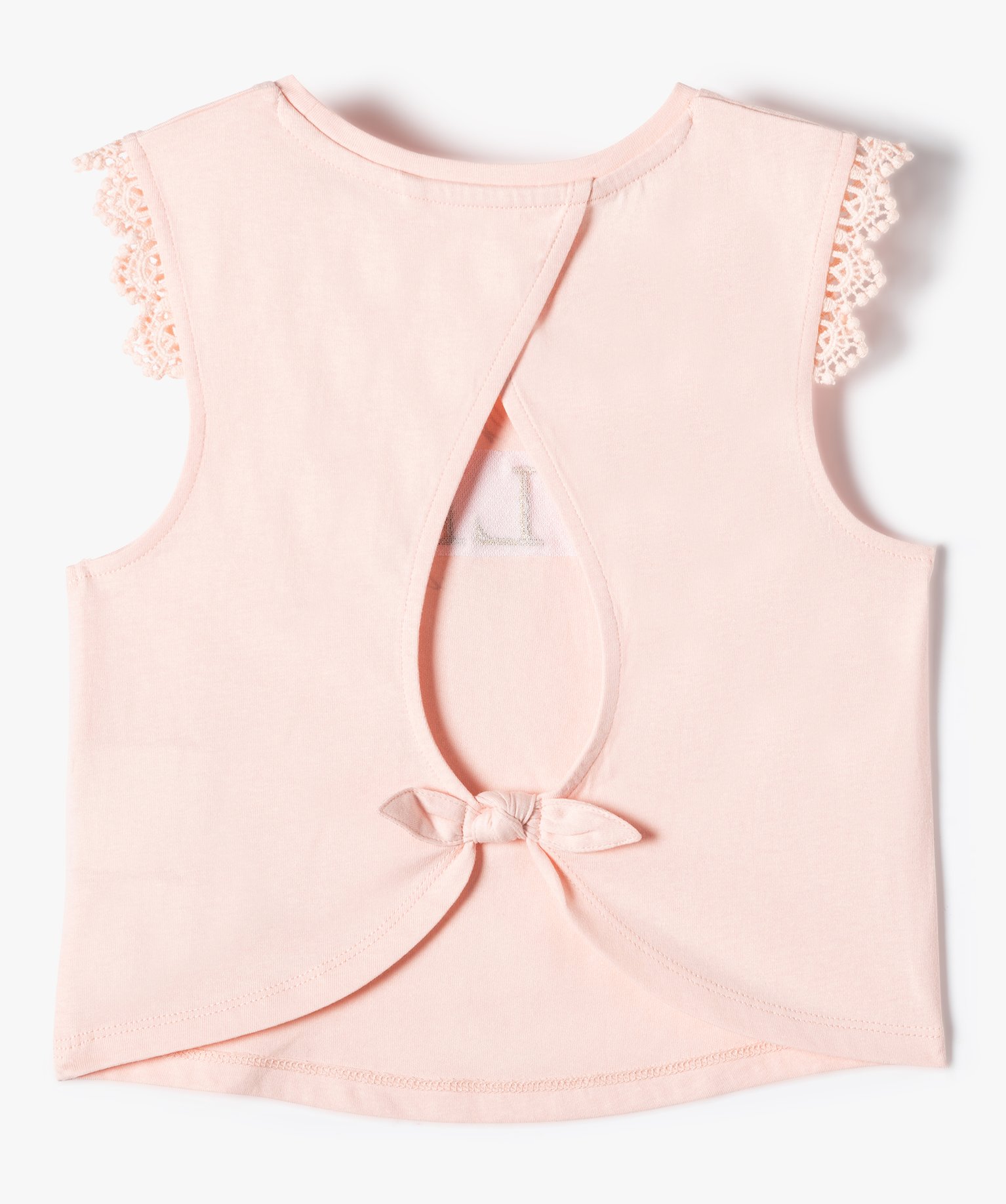 Débardeur fille avec motif pailleté et dos ouvert rose | GEMO