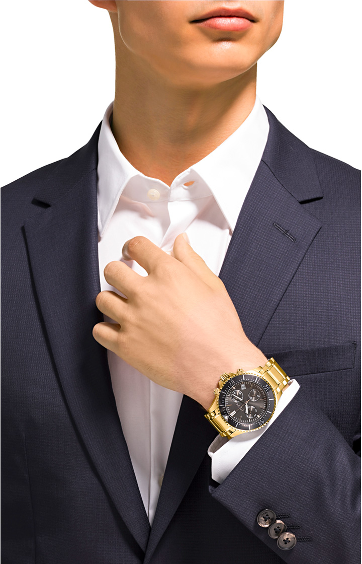 Herrenuhr in Gold/Schwarz