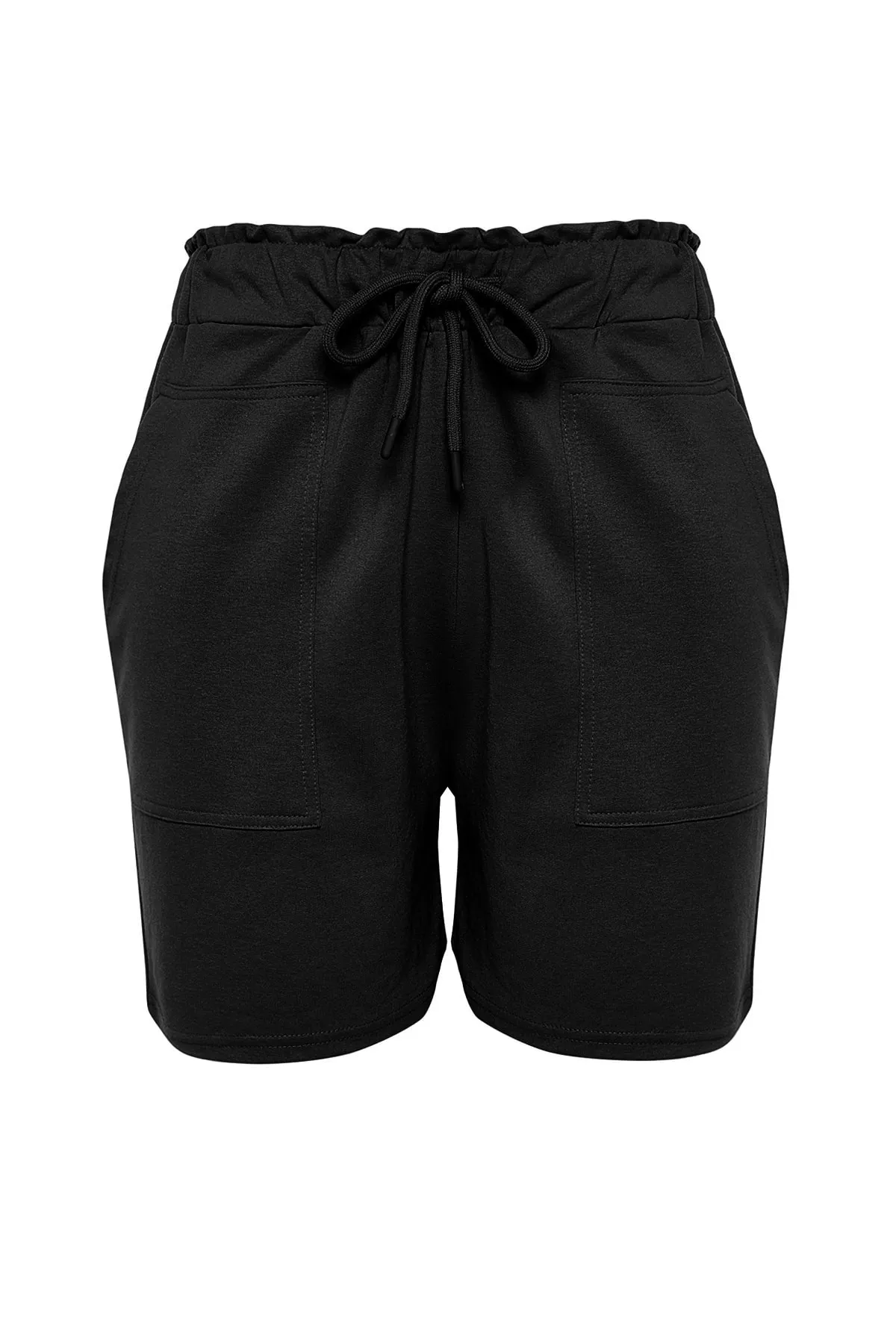 Trendyol Curve  Schwarze Strickshorts mit Taschendetail und Bermuda TBBSS22SR0541