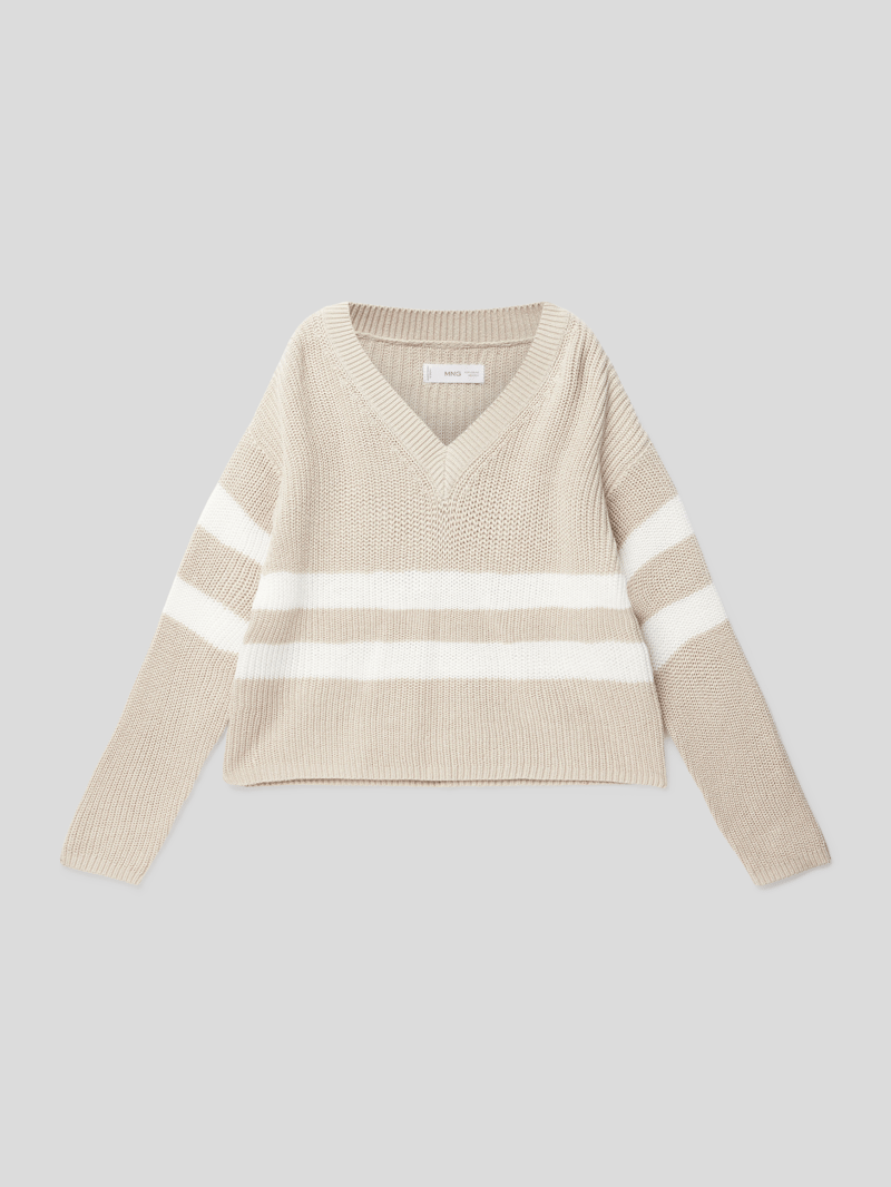 Strickpullover mit Streifenmuster Modell 'tolouse' in beige