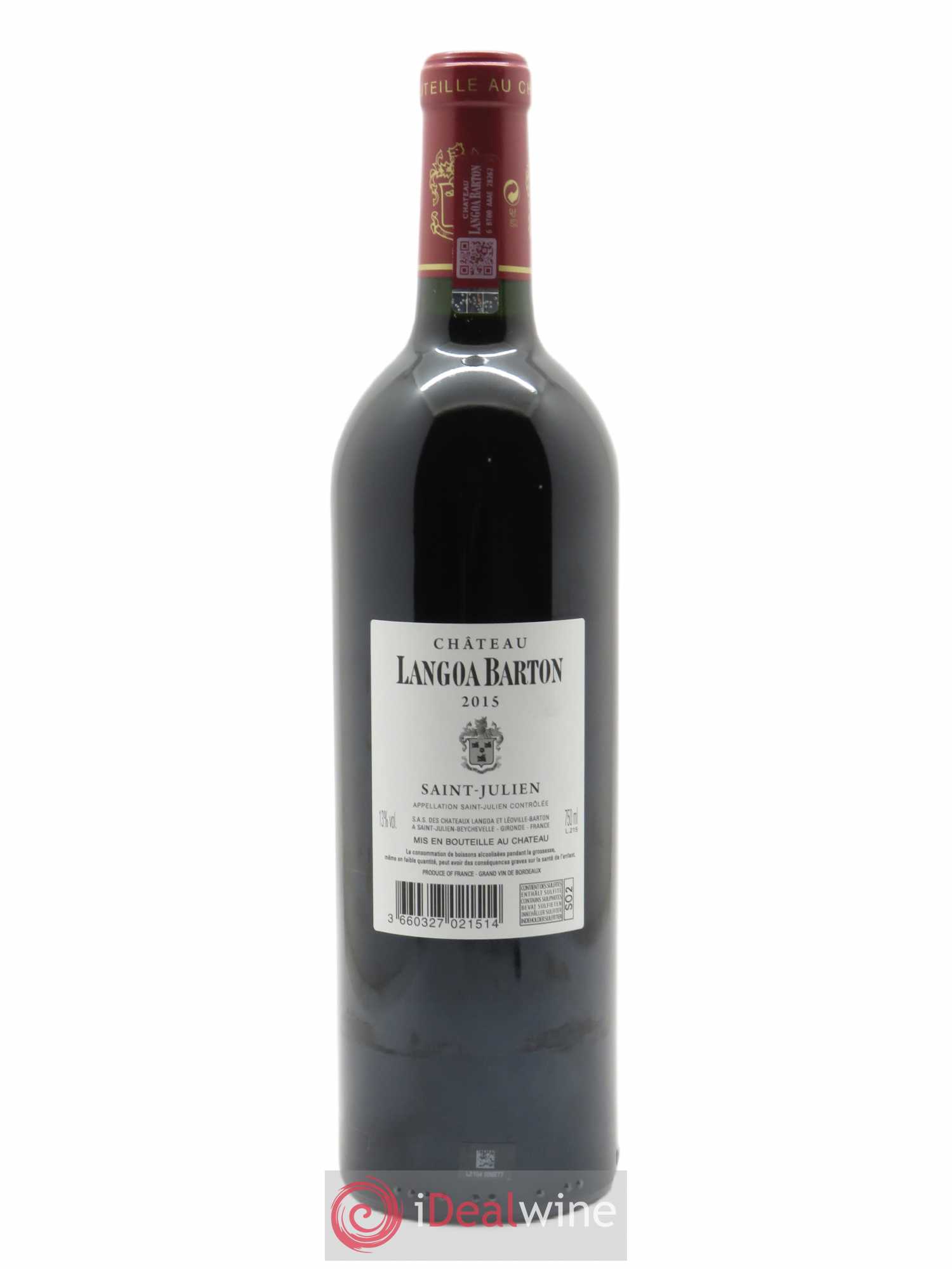 Château Langoa Barton 3ème Grand Cru Classé (CBO à partir de 6 bts) 2015 - Lot de 1 Bouteille