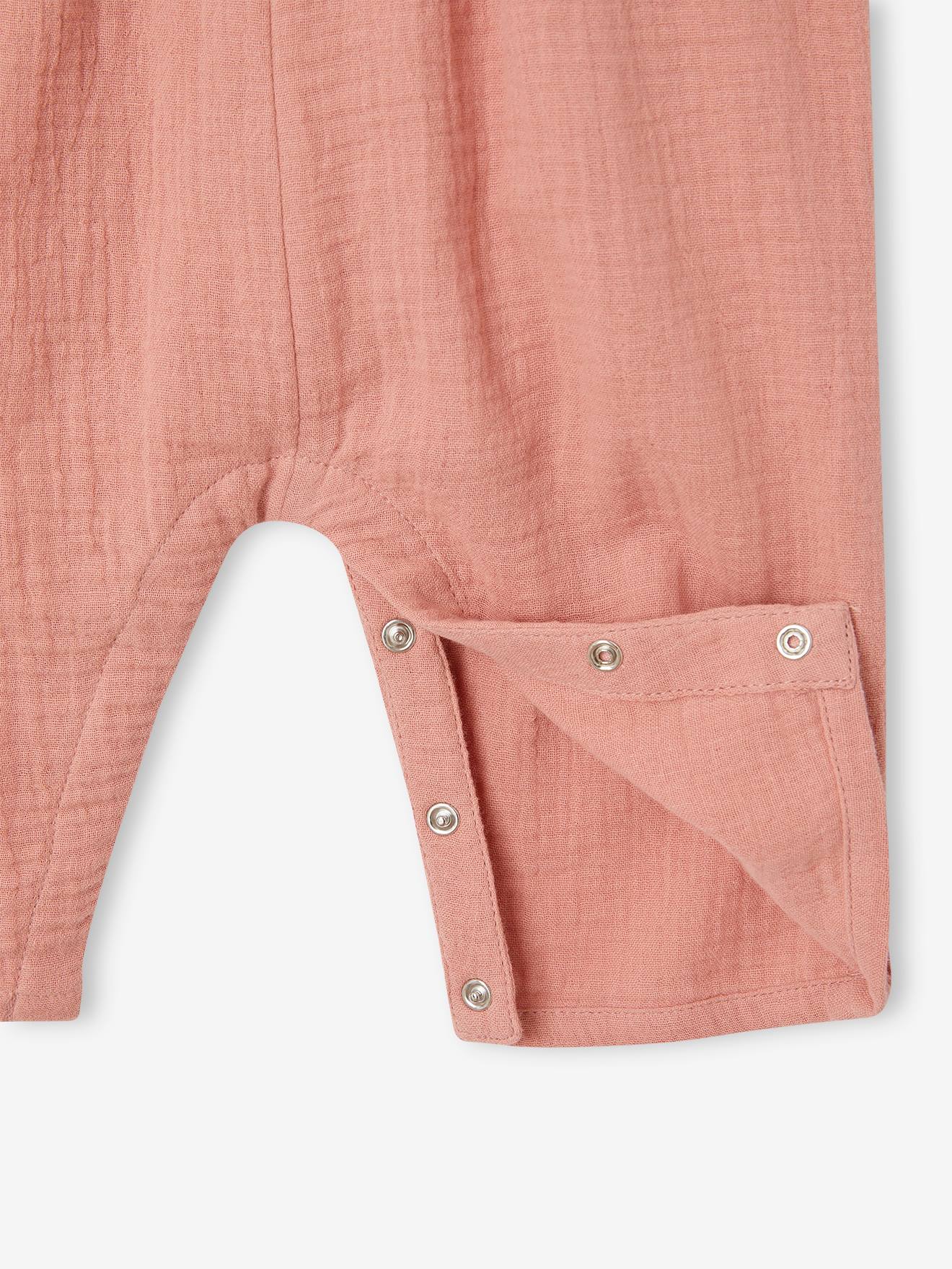Vertbaudet Baby Musselin-Overall mit weitem Bein - rosenholz