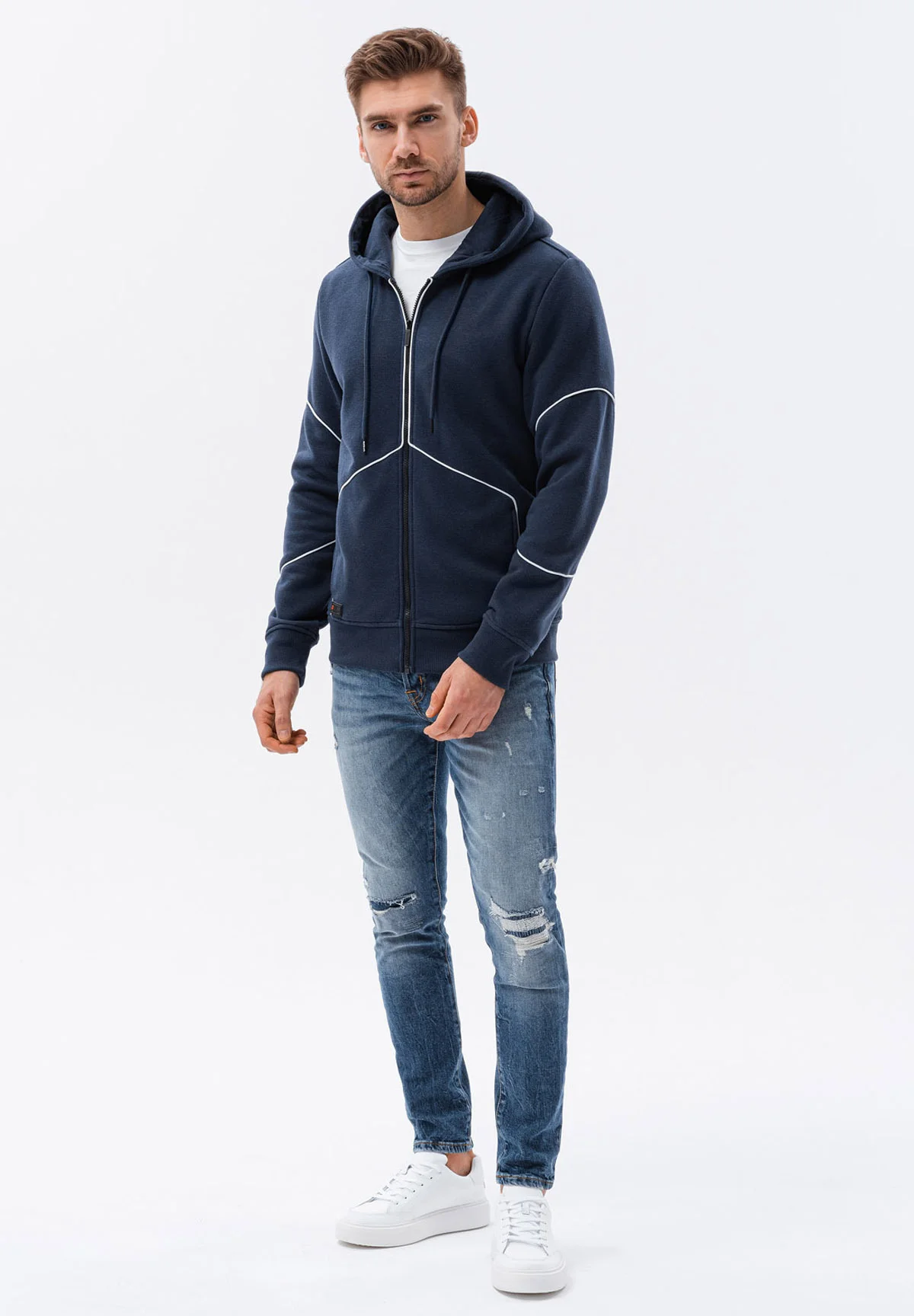 Sudadera con capucha y cremallera ombré
