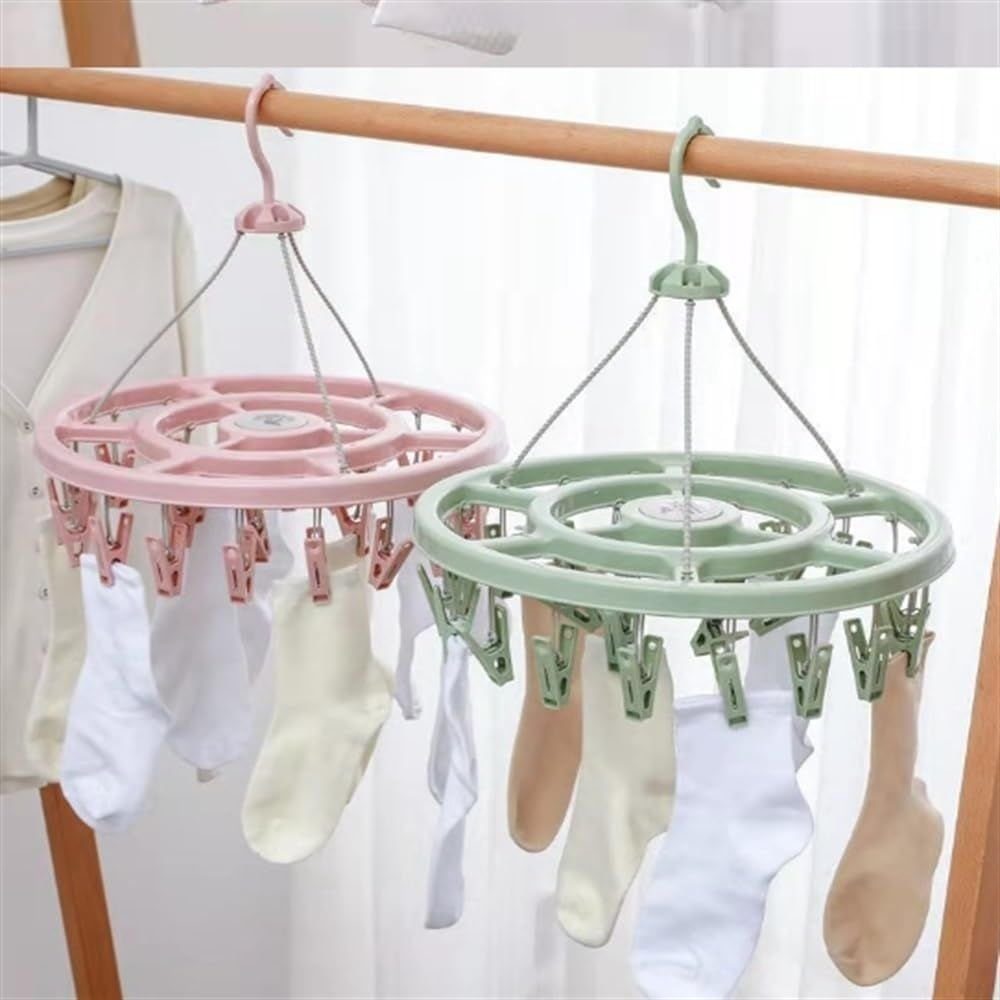 Bizaical Wäscheständer Wäschebügel mit 24 Clips,faltbarer Wäscheständer,für Socken,BHs