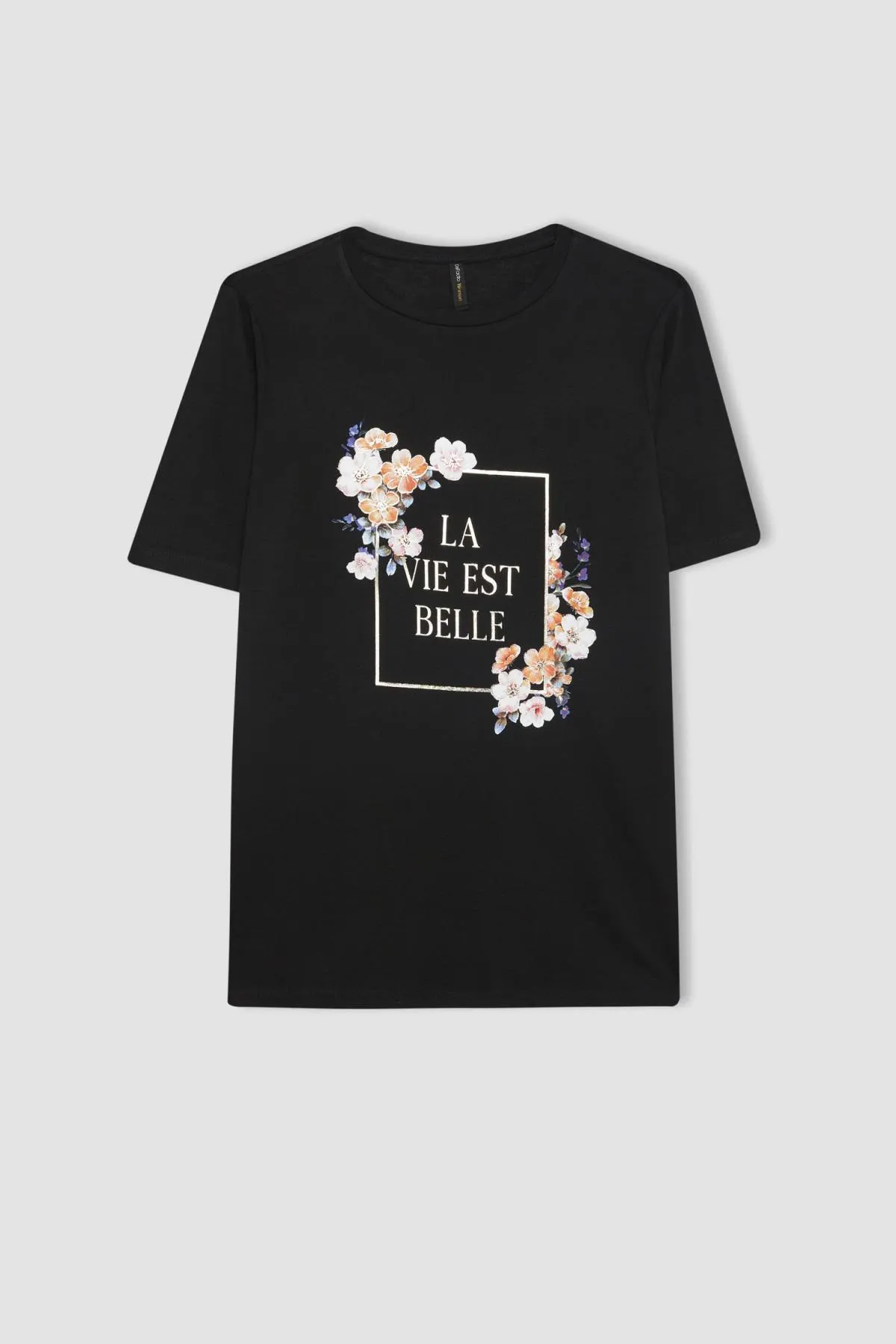 DeFacto  Normal geschnittenes, kurzärmliges T-Shirt mit Rundhalsausschnitt und Blumenmuster C2107ax24sp