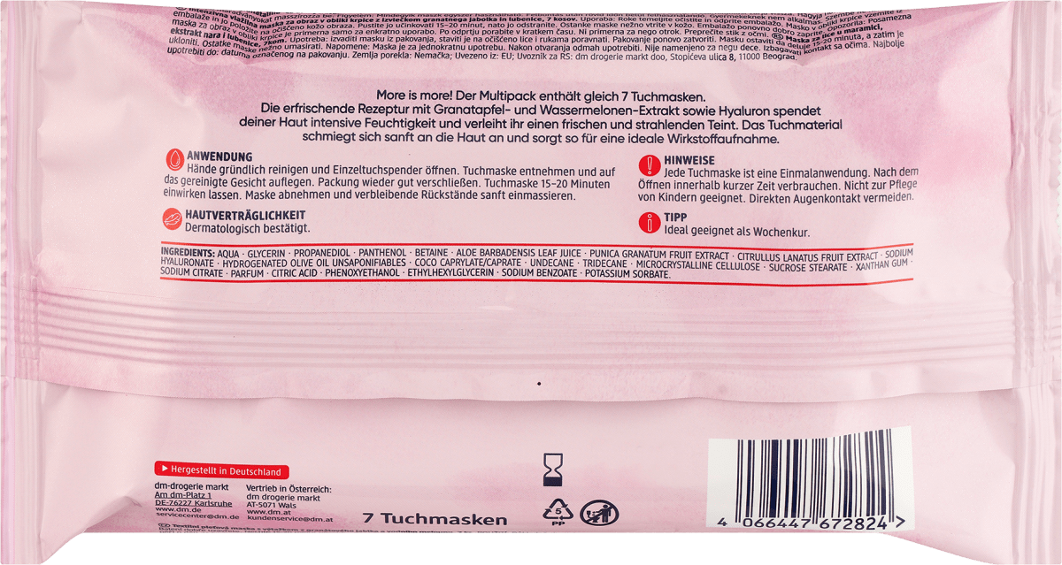 Tuchmasken Multipack Granatapfel-Wassermelone, 7 St