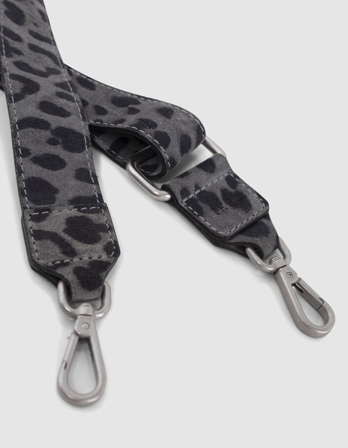 La bandoulière 111 grise cuir velours motif léopard Femme