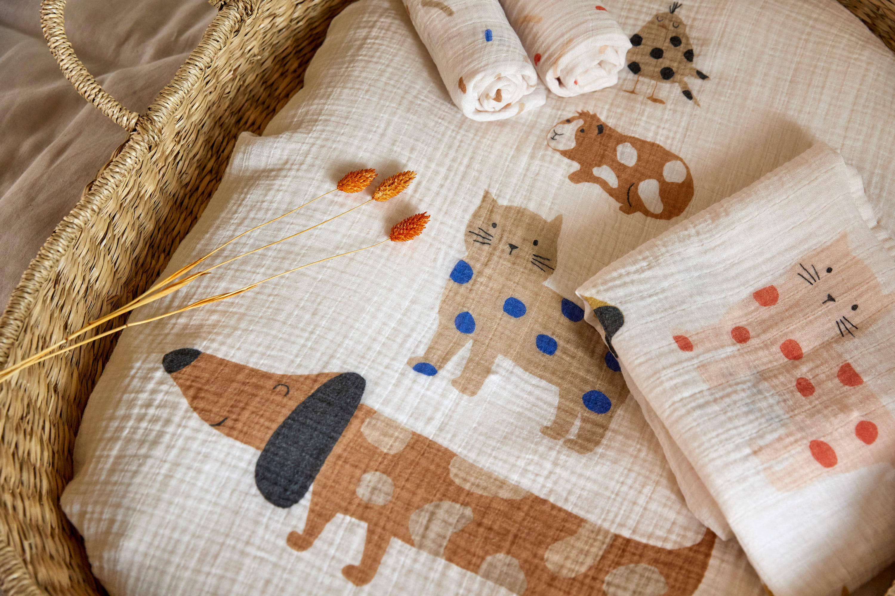 Mulltücher 3er Set 80 x 80 cm - Little Mateys, Spicy Orange