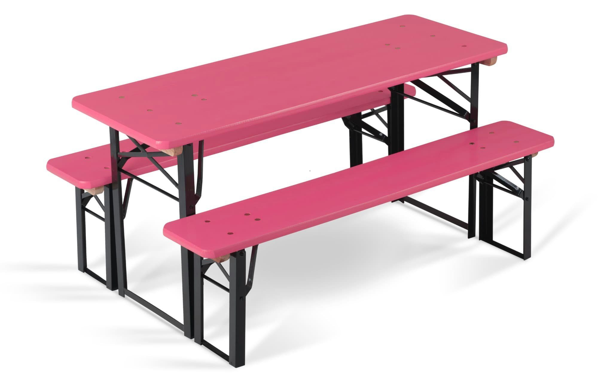 Stagecaptain Bierzeltgarnitur BBK-110 Hirschgarten Kinder-Festzeltgarnitur 110 cm, (10-tlg., 10 x Bank, 5 x Tisch), kleine Sitzgelegeneheit für Kinder, extra niedrig (Tischhöhe: 53 cm)