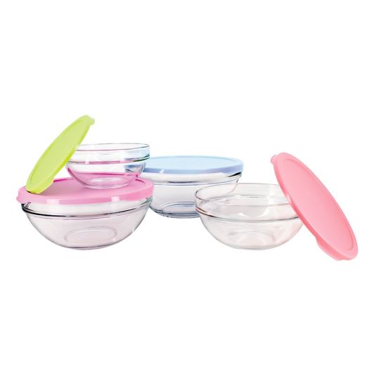 Set mit 4 Glassalatschüsseln