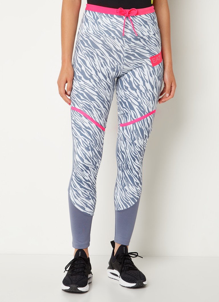 Calça legging cropped de cintura alta Emporio Armani com estampa de zebra