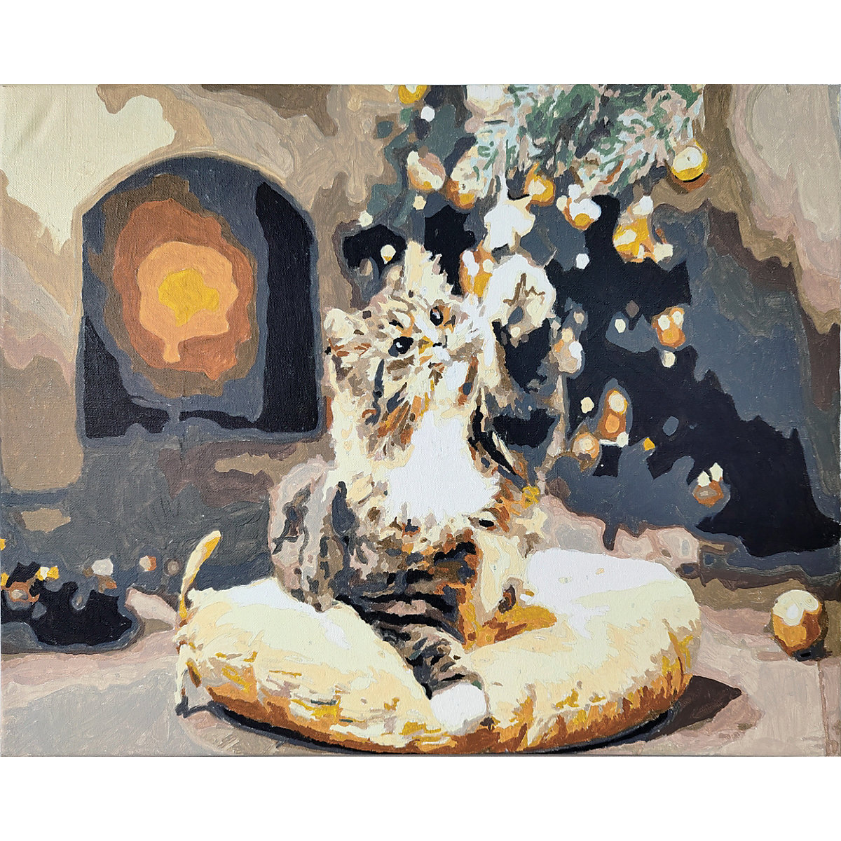 Festliche Katze, 40x50cm Malen nach Zahlen Set