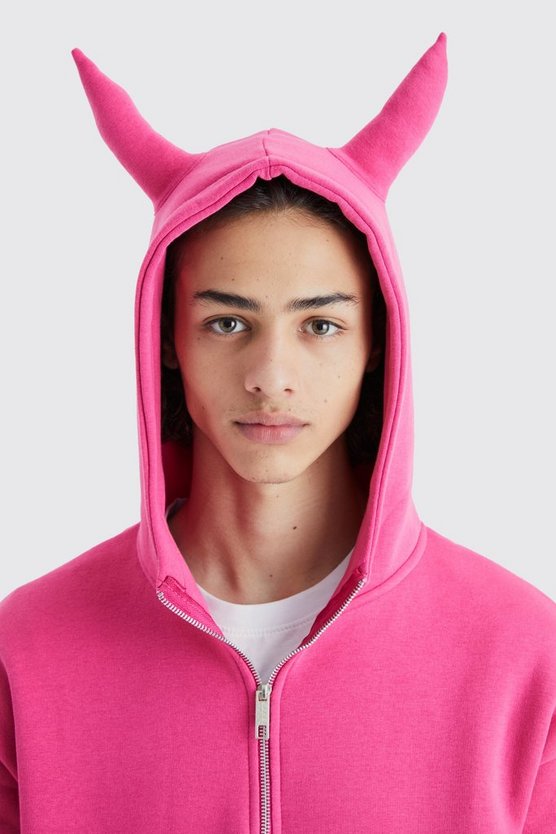 Oversize Hoodie mit Teufelshorn Graffiti-Print
