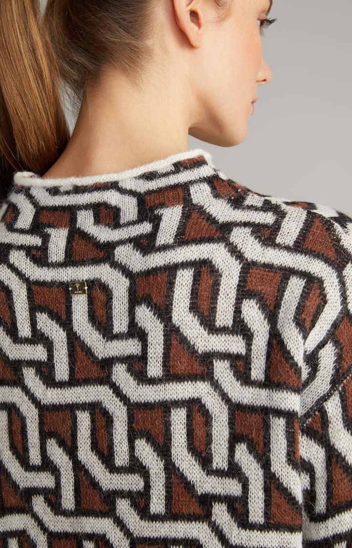 Strick-Pullover in Creme/Braun/Schwarz gemustert
