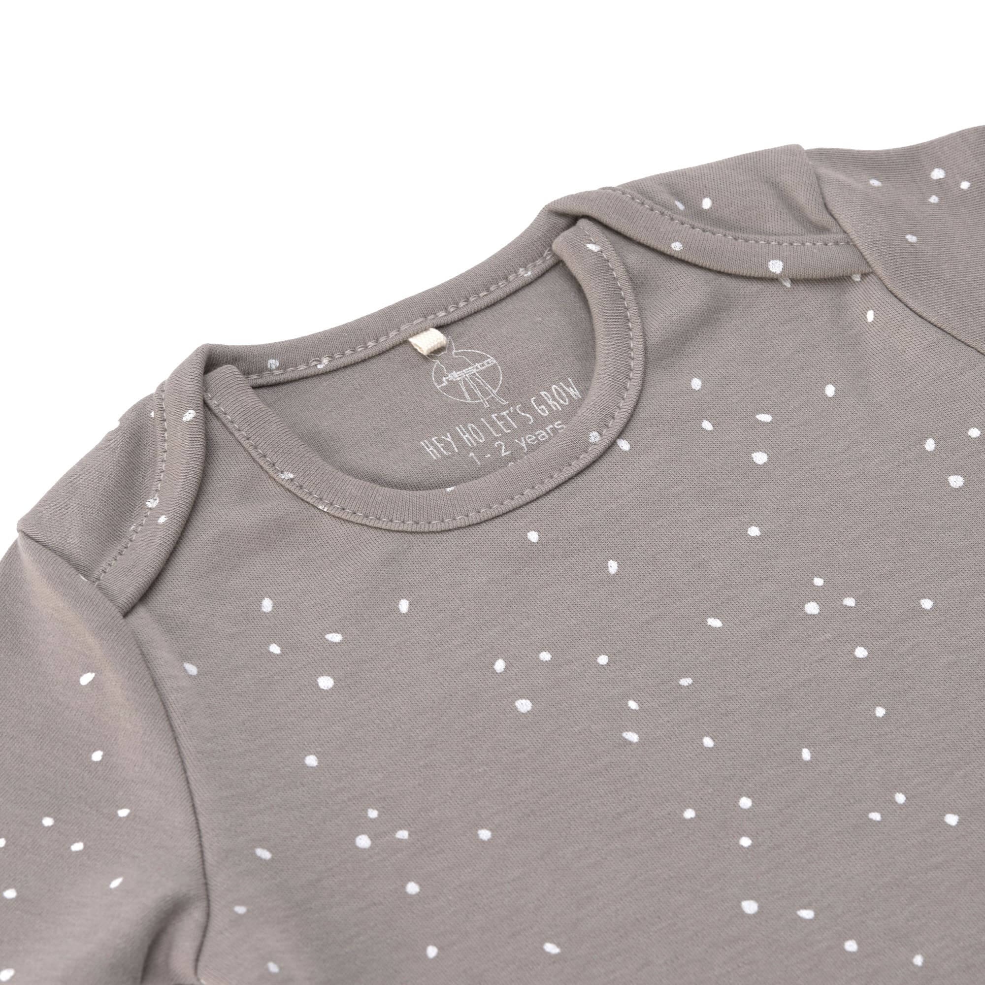 Baby Body langarm - Bio Baumwolle, Punkte, Taupe