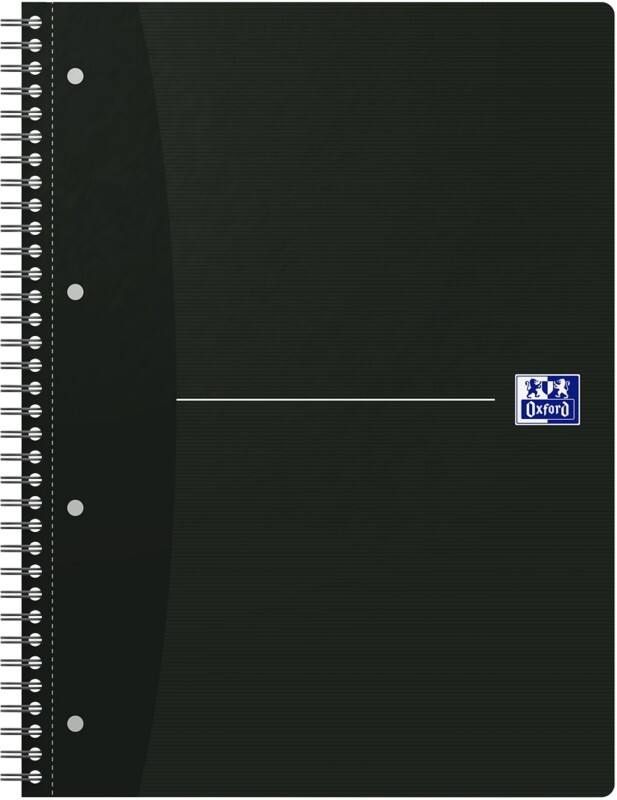 OXFORD Office Essentials Collegeblock DIN A4  Liniert Spiralbindung Karton Schwarz Perforiert 140 Seiten