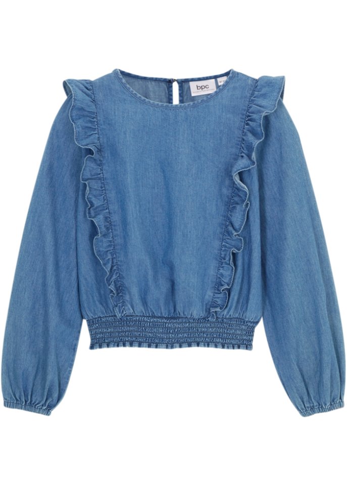 Mädchen Jeans Bluse mit Rüschen