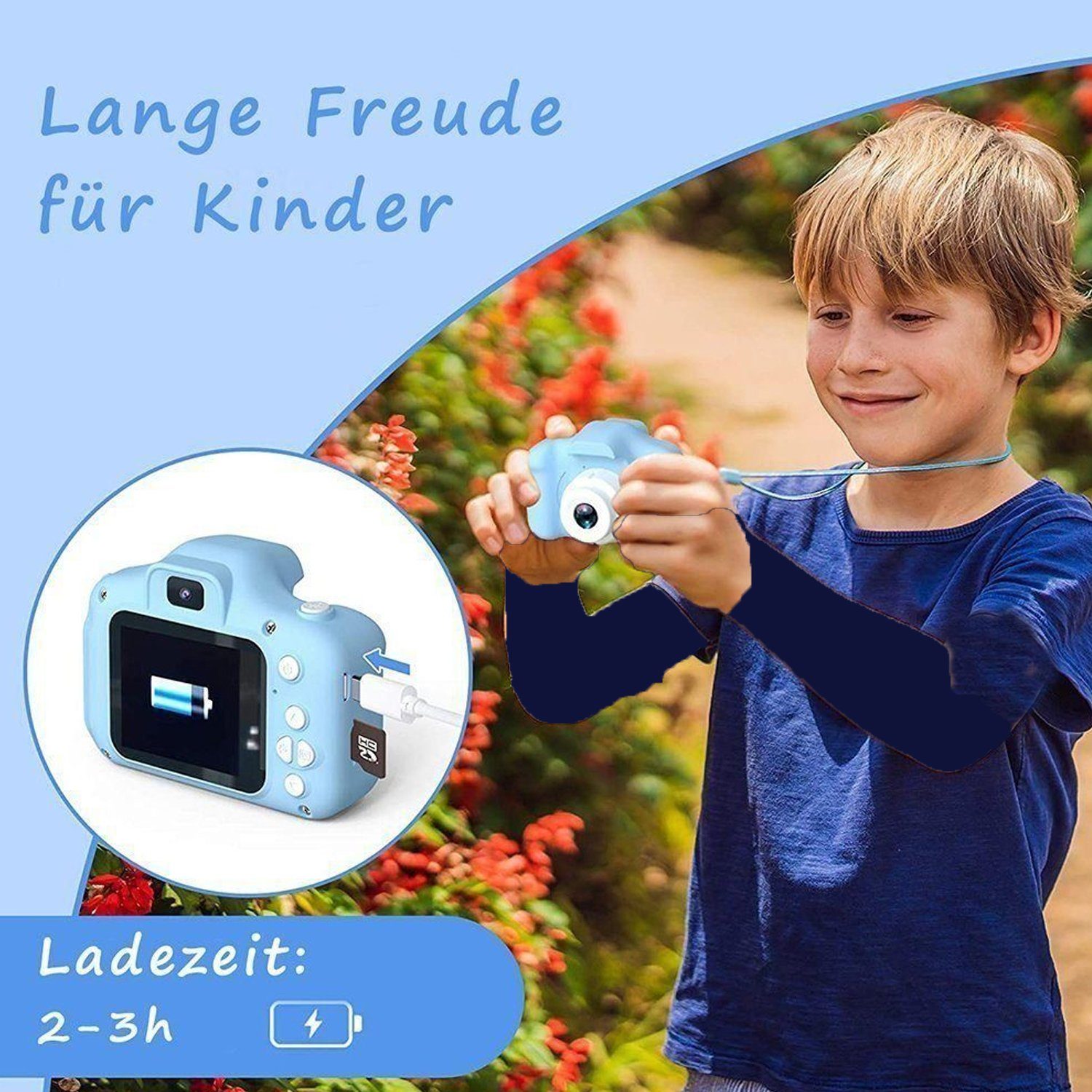 Tadow Kinder Kamera,mit 2.0-Zoll,Cartoon-Aufkleber,1080P HD 32GB,USB Sofortbildkamera