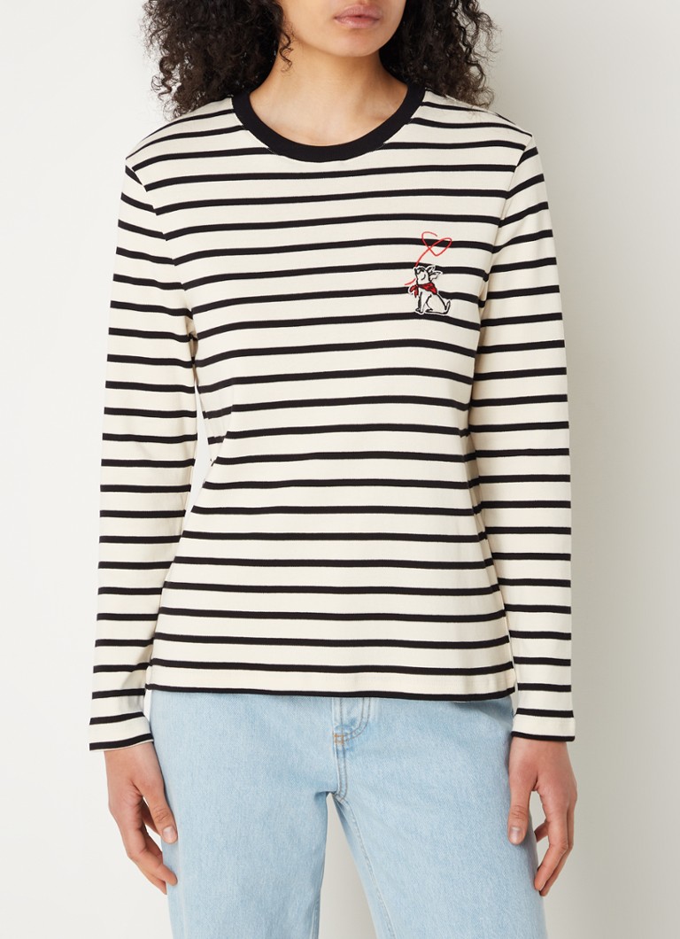 Claudie Pierlot Longsleeve with stripe print and embroidery