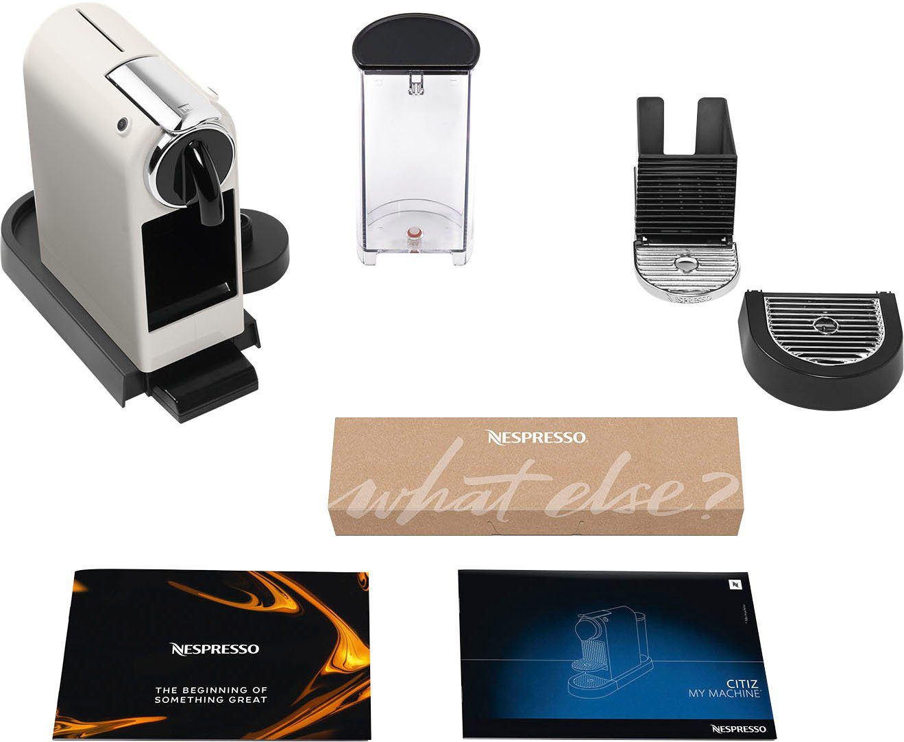 Nespresso Kapselmaschine CITIZ EN 267.WAE von DeLonghi, White, inkl. Aeroccino Milchaufschäumer, Willkommenspaket mit 7 Kapseln