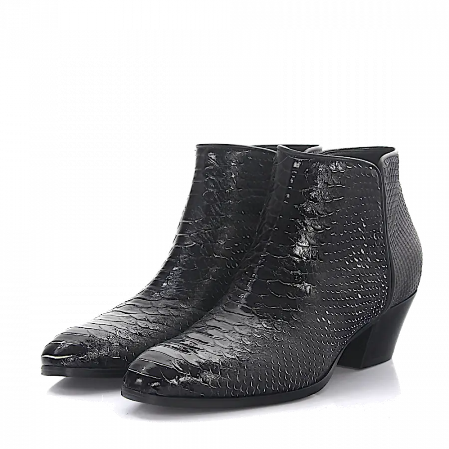 Giuseppe Zanotti - Stiefeletten DADDY Kalbsleder Prägung bordeaux schwarz - schwarz