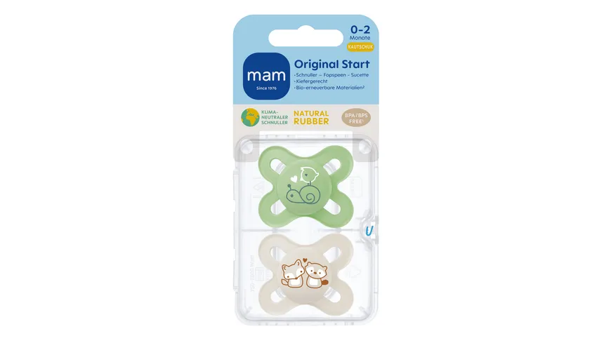 MAM Original Start Latex , 0-2Mon., 2 Stk., Schnecke/Fuchs