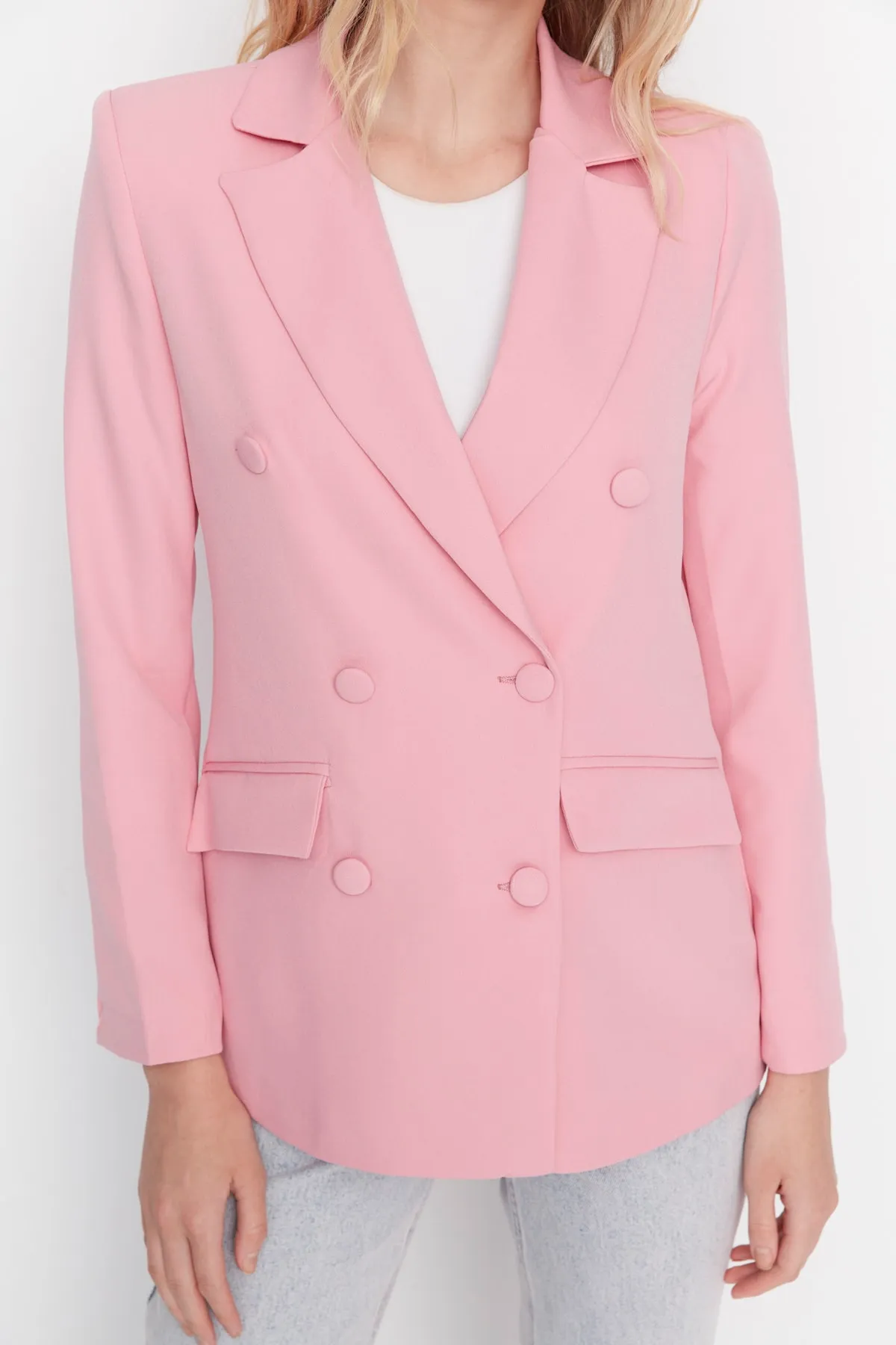 Trendyol Collection  Lilafarbene, gefütterte, gewebte Blazerjacke TWOSS21CE0137