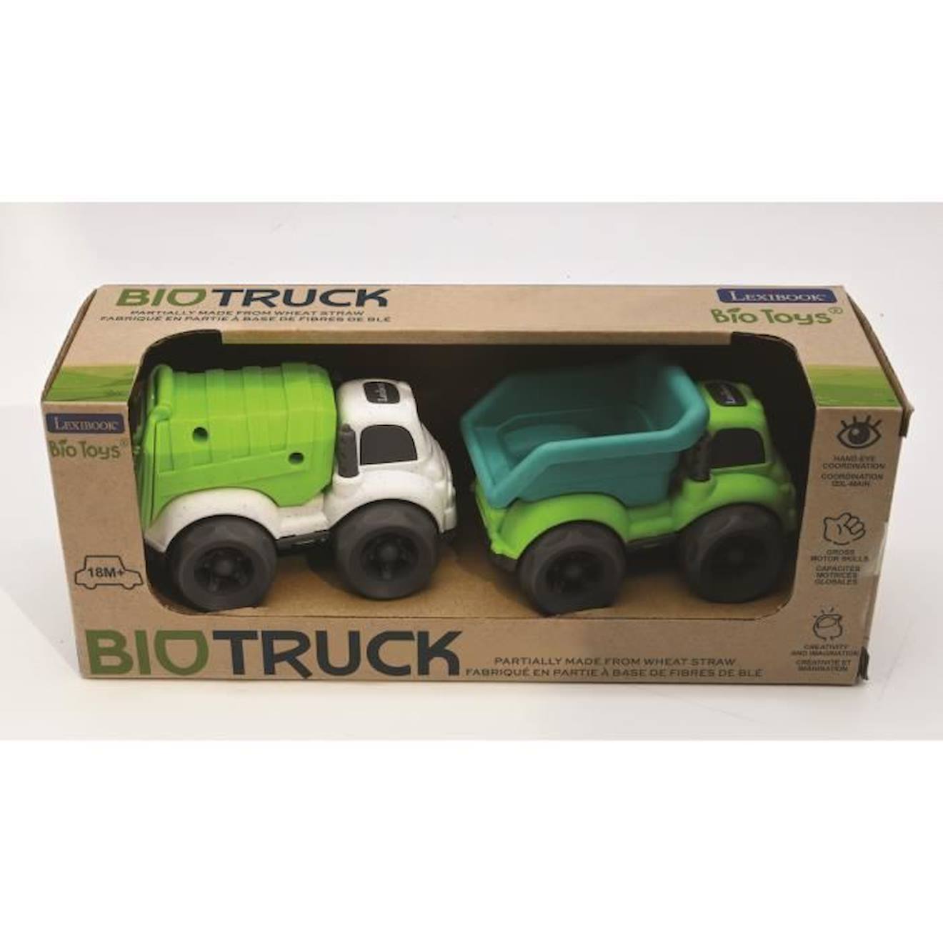 Pack de 2 camions en fibres de blé, recyclable et biodégradable vert