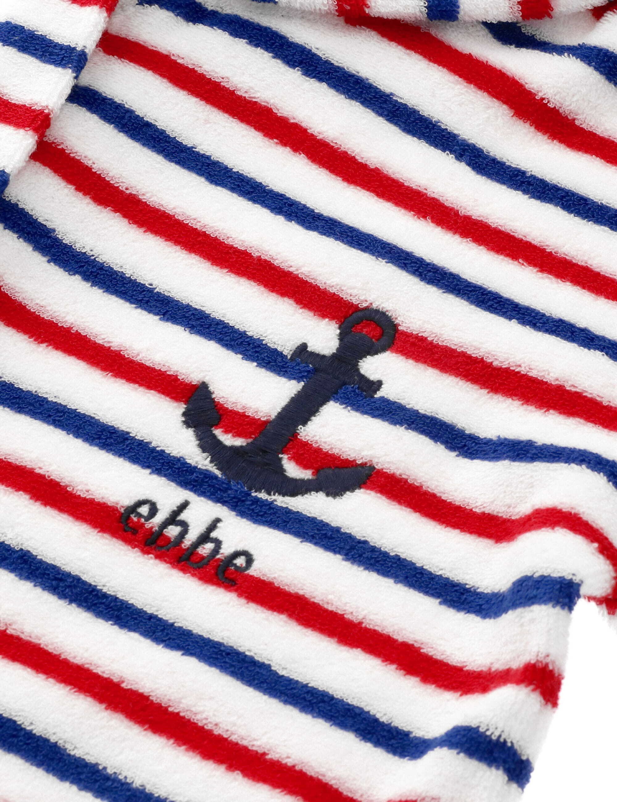 ebbe kids Kinderbademantel Bademantel Anker Streifen, Kurz, recyceltes Polyester, Bio Baumwolle, Reißverschluss