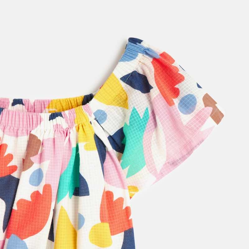 Bustier fille crème à motifs abstraits OU Crop top fille crème à motifs abstraits blanc Catimini