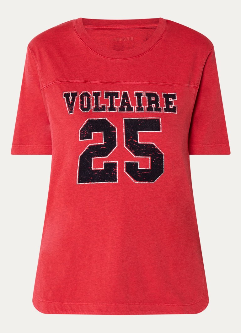 Tričko Zadig&Voltaire s mašľou, potlačou loga a kamienkami