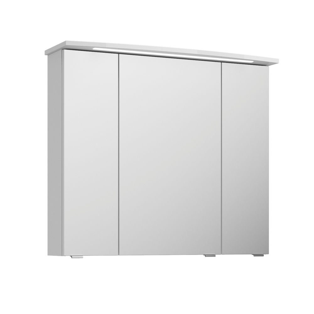Lomadox Spiegelschrank FES-4010-66 Badezimmer mit Koprus in weiß glanz, inkl. LED - B/H/T: 82/72/27cm