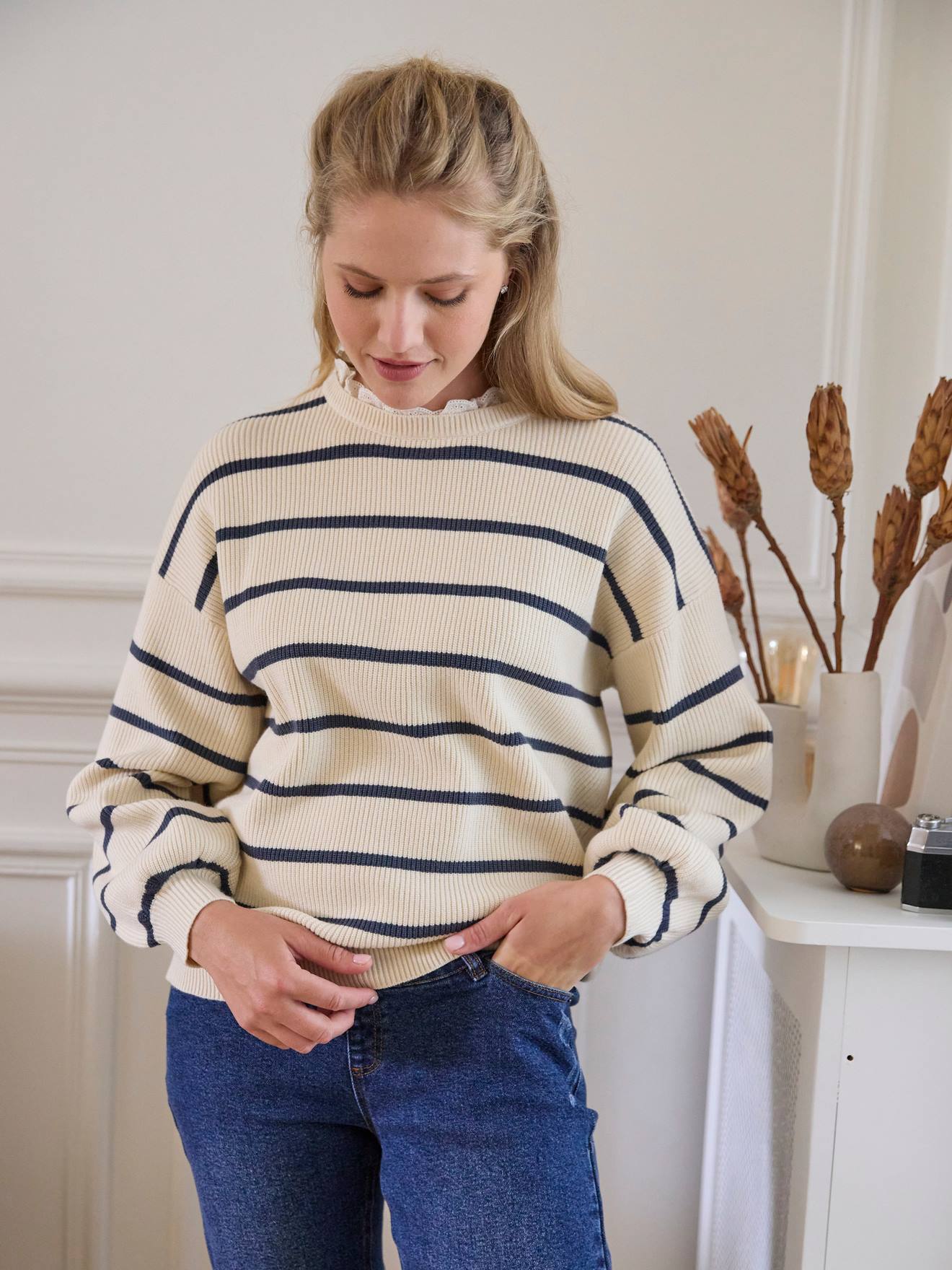 Pull marinière bi-matière collection capsule maman
