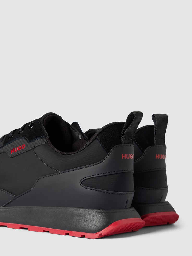 Sneaker aus Leder mit Kontrastbesatz Modell 'Icelin' in schwarz
