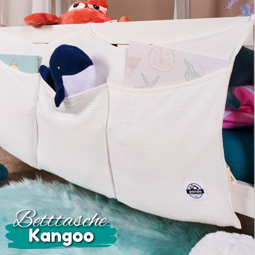 Alavya Panda Betttasche KANGOO Babybett Musselin Tasche Organizer Betttasche (Aufbewahrung für Kinderbett I Windeln Babybetttasche I Babybett Hängeorganizer Kinderzimmer), 90x38 cm Bett Organizer zum Aufhängen von Windeln Kinder Spielzeug