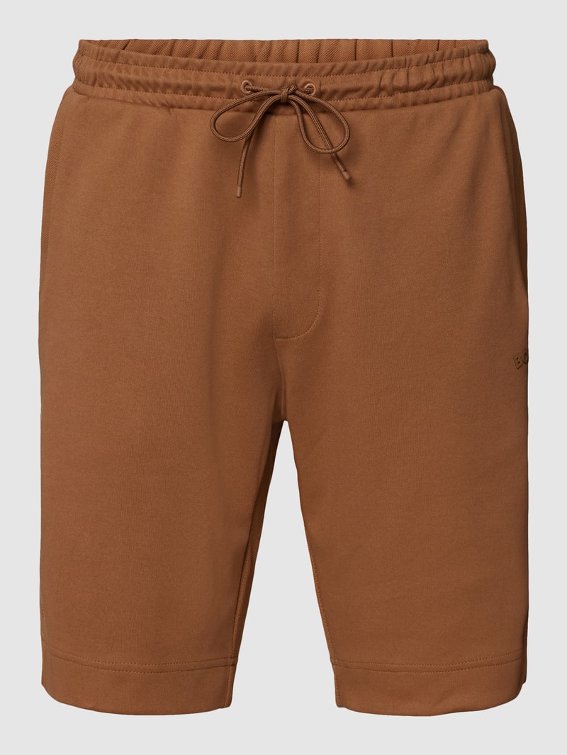 Shorts mit Label-Detail Modell 'Headlo Curved' in hellbraun
