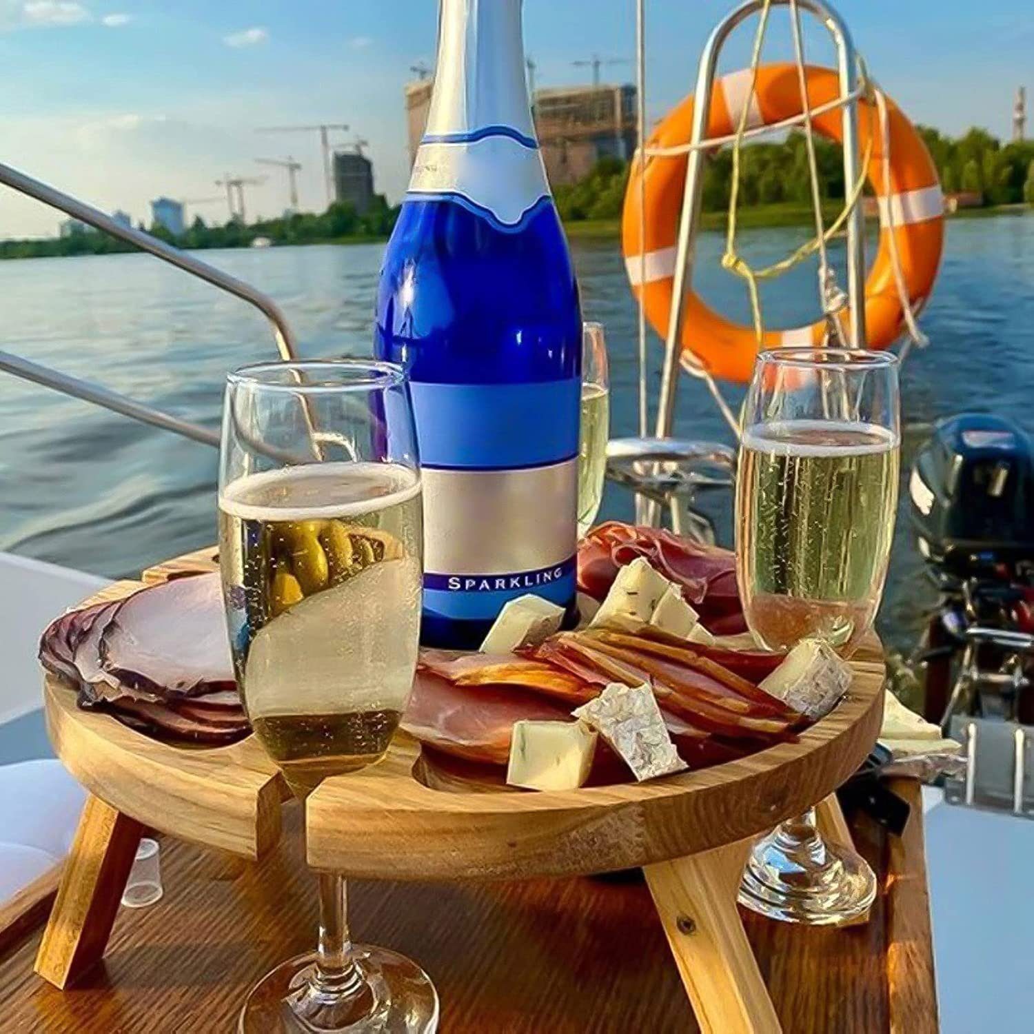 JedBesetzt Klapptisch Weintisch Tragbar, Mini Campingtisch, Picknicktisch Rund Holz