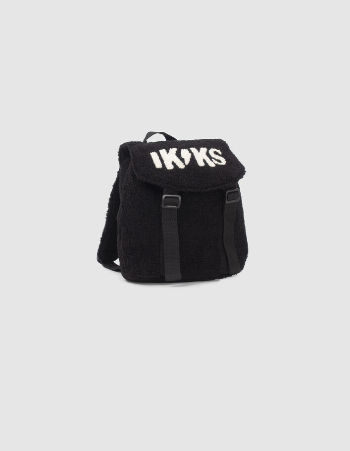 Sac à dos noir en sherpa bébé garçon