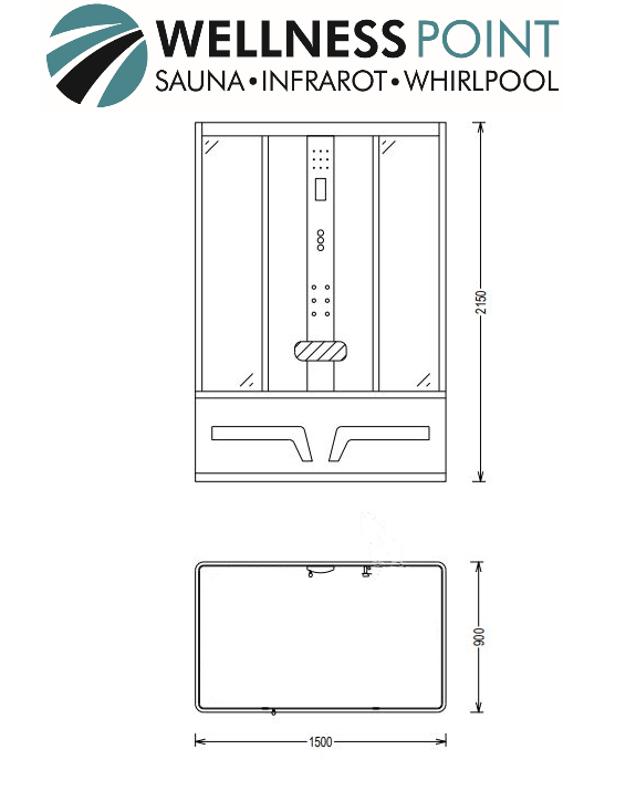 PureHaven 2in1 Whirlpool und Dampfdusche 150x90 cm mit Tropenbrause Multimediasystem Sitzfläche Massagefunktion Ozondesinfektion komplettes Zubehör