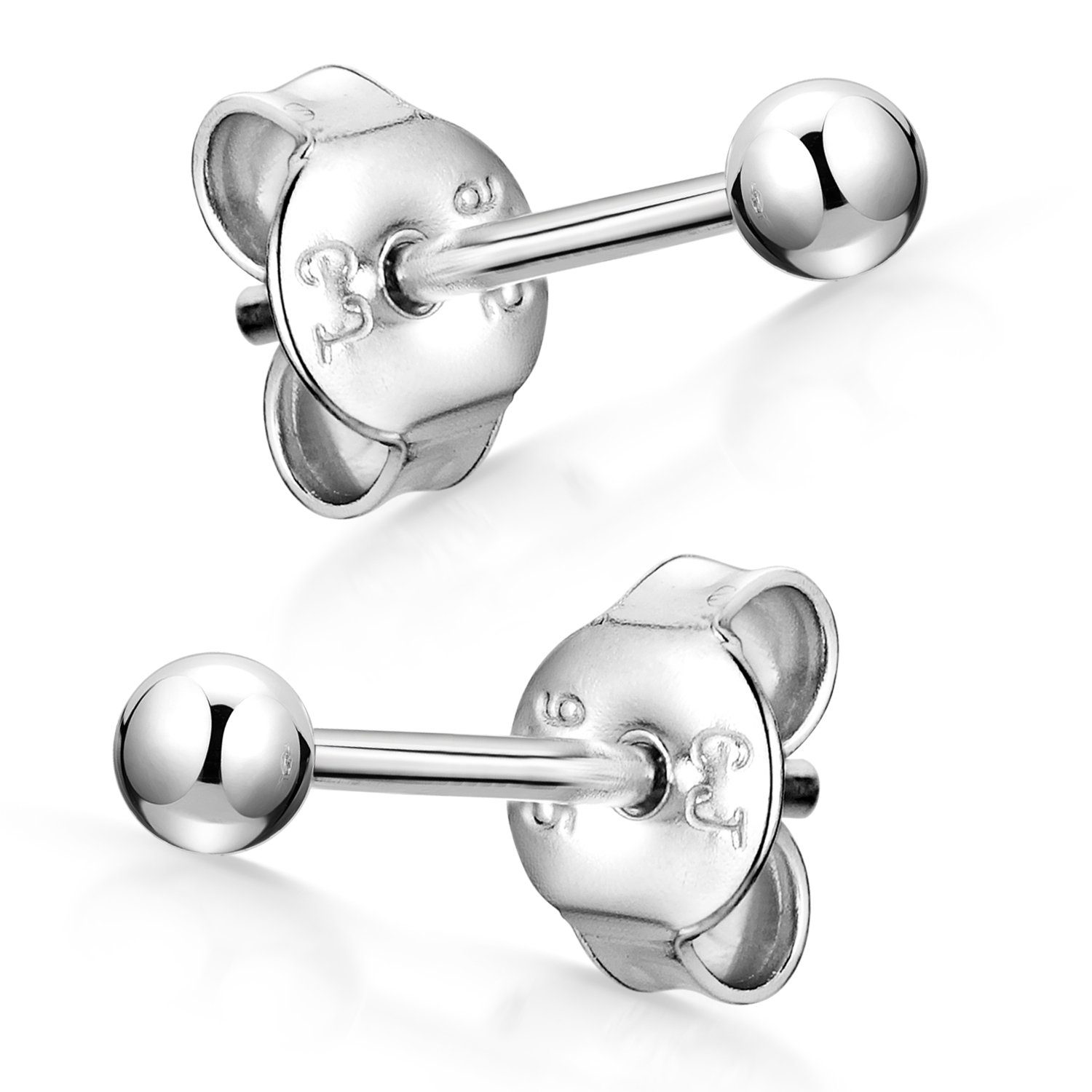 Materia Paar Ohrstecker Damen Silber Kugel Rund 3-6mm SO-434, 925 Sterling Silber, rhodiniert