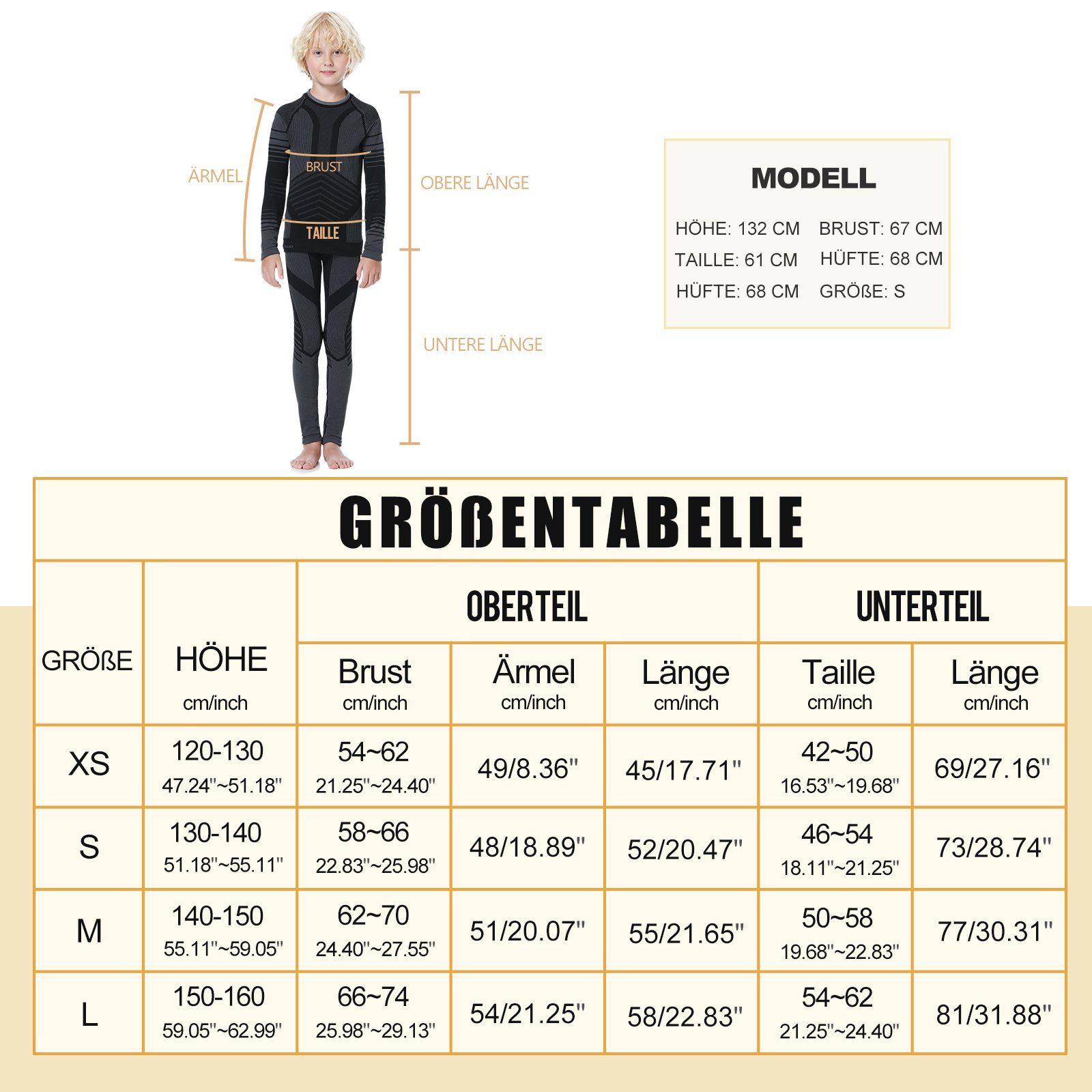 MEETYOO Thermounterhemd Kinder Thermounterwäsche Skiunterwäsche Set (Funktionswäsche, Thermounterhemd + Fleece Funktions Unterhose) Sport Ski Radfahren Snowboarden Skifahren